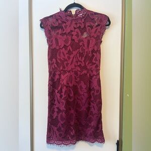 Sans Souci Deep Red Eyelash Lace Dress